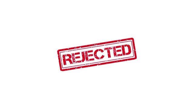 Red rejected rubber stamp impression on white background, business concept for denial or failure declined