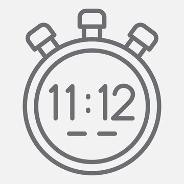 Digital timer line icon, countdown mode concept. Vector graphics. Digital display, minute counter dial sign with outline style icon for mobile or web