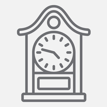 Chiming clock line icon, musical clocks concept. Vector graphics. Westminster chimes, grandfather clock sign with outline style icon for mobile or web