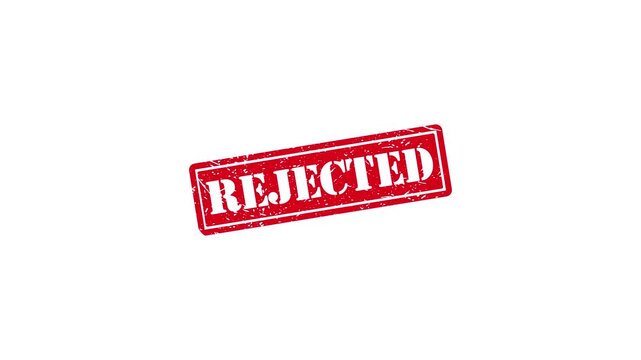 Red rejected rubber stamp impression on white background, business approval concept denied
