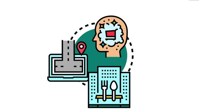 Digital user navigating online shopping. Location based services. And food delivery options. diverse functionalities within a main navigation menu
