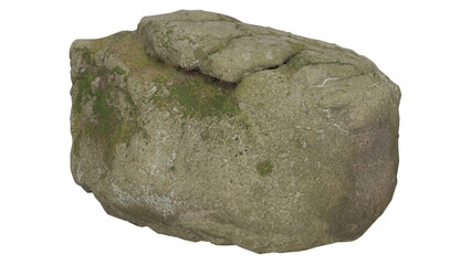 3d rendering of a rock with green moss in a natural setting © santiago