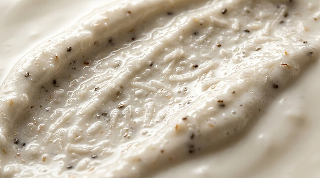 Creamy texture with fine particles, close-up, macro shot, food background