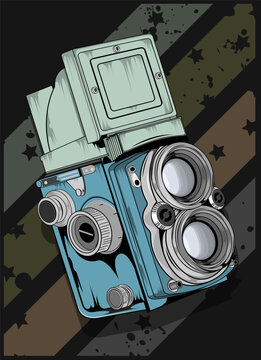 Retro Twin Lens Reflex (TLR) Camera Illustration vector