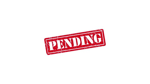 Red pending rubber stamp impression on white background, business status concept