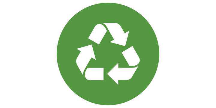 Recycle symbol in green circle isolated on transparent background vector illustration graphic design.