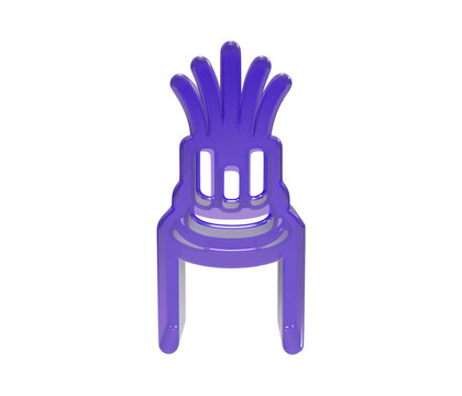 Purple plastic chair isolated on a clean white background studio shot