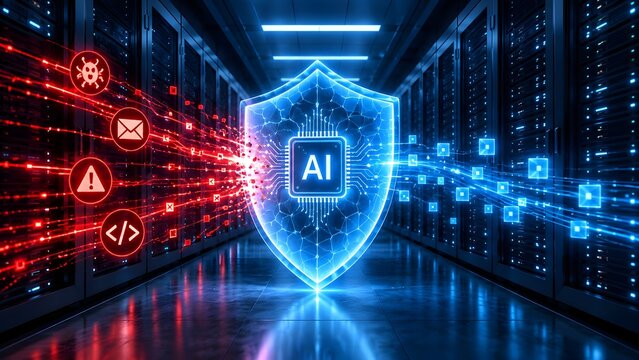 AI shield protects server room from cyber threats