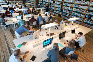 Modern library collaborative workspace photo