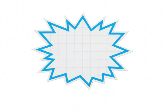 White Jagged Comic Starburst Frame with Blue Outline and Grid Pattern