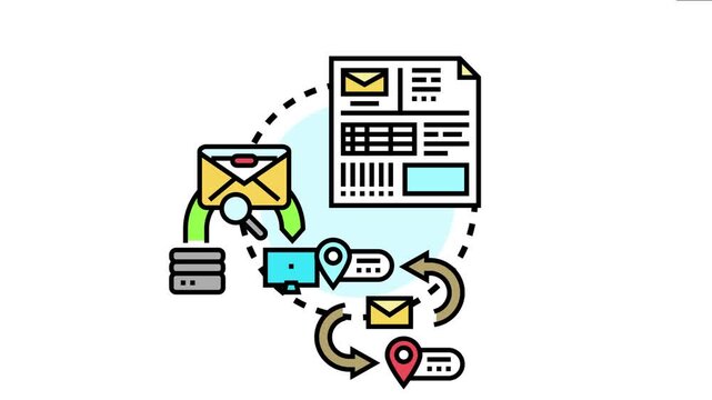 Mailing list partitioning concept showing data segmentation for targeted email campaigns, optimizing communication with subscribers by dividing a large list into smaller, distinct groups