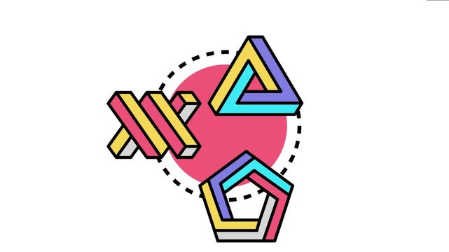 Impossible geometric shapes creating optical illusions, representing ideas of paradox, ingenuity, and complex thinking in modern design