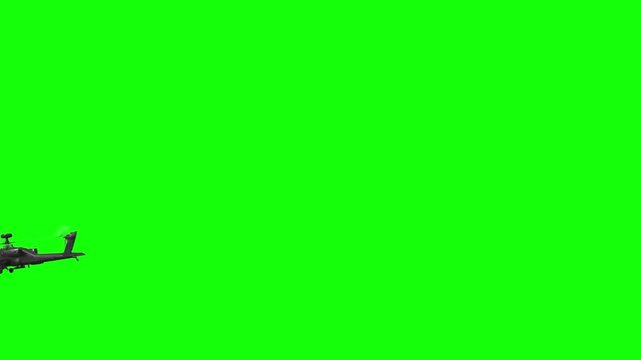 3d rendered animation of flying military helicopters on green screen