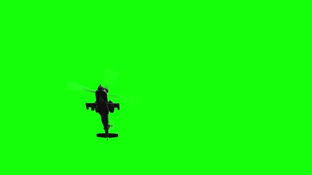 3d rendered animation of flying military helicopters on green screen