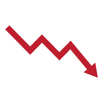 Red downward zigzag arrow icon vector