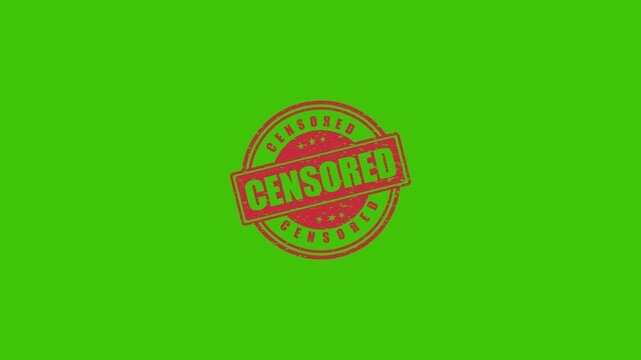 Red Censored Rubber Stamp Overlay Animation Isolated on Green Screen Chroma Key Background for Editing
