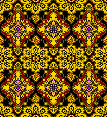 Intricate Ornate Mandala Pattern in Gold and Black Ethnic Decorative Design © Wolfworker