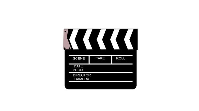Film Clapperboard Icon Animation, Movie Slate Symbol, Video Production, Cinema Clapboard, Filmmaking Equipment, Director Action Board, Motion Graphic UI Element