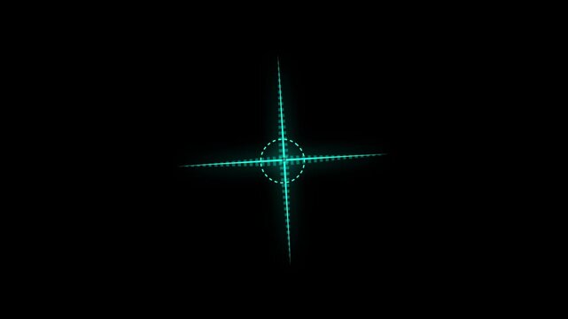 cyan Crosshair Sight Reticle on Black Background Targeting Precision Aiming Focus Concept for Gaming Simulation Military Technology Weaponry Targeting System
