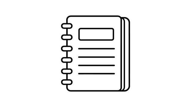 Spiral bound notebook black outline icon represents education and notes.