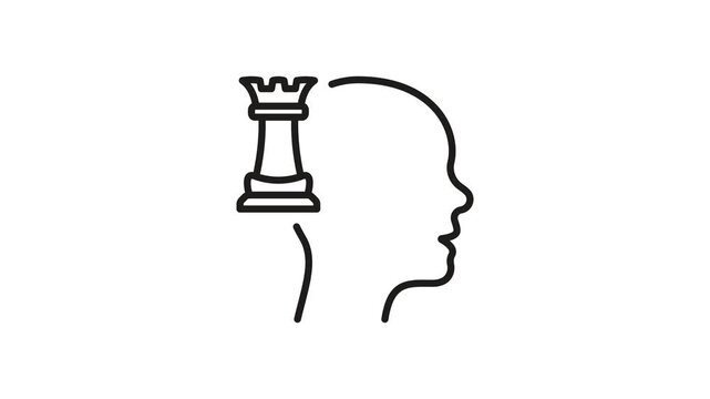 Chess Strategy Mindset Animated Icon With Alpha Channel. Strategic Thinking, Planning, And Decision-Making Motion Graphic. Mental Agility And Problem Solving. On Transparent Background