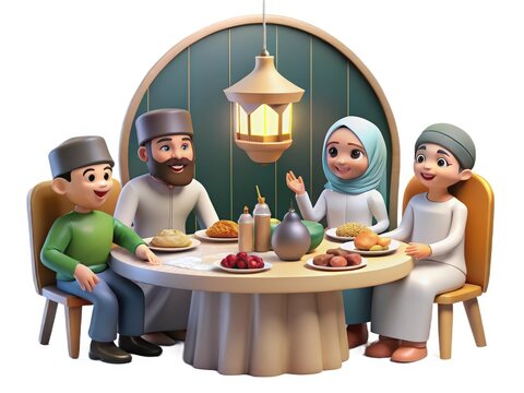 3D Animated Family Dinner