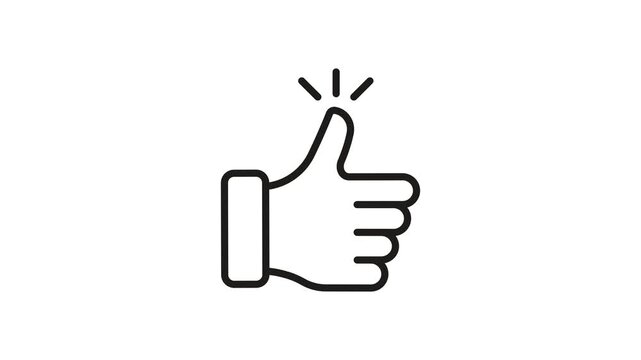 Thumbs Up Gesture Animated Icon With Alpha Channel. Positive Feedback, Approval, And Agreement Motion Graphic. Social Media Interaction And Communication. On Transparent Background