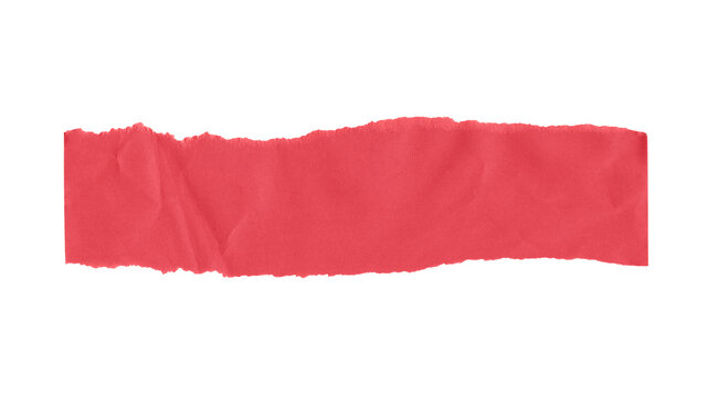 Strip of red paper with torn edges texture isolated. Old antique sheet paper with space for text.	