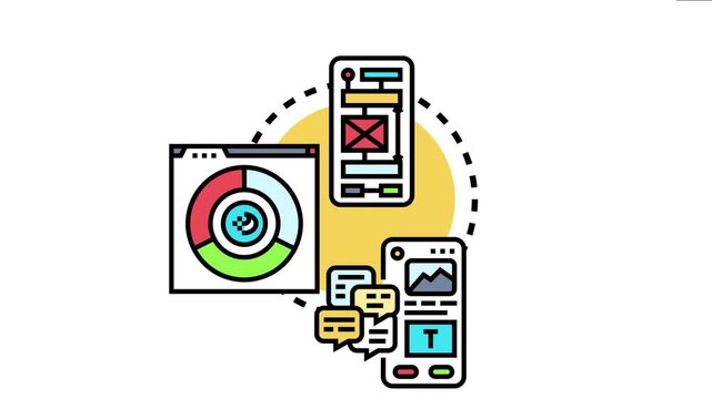 Ui elements and app screens digital experience development, web page layout, and responsive mobile interface planning for modern applications