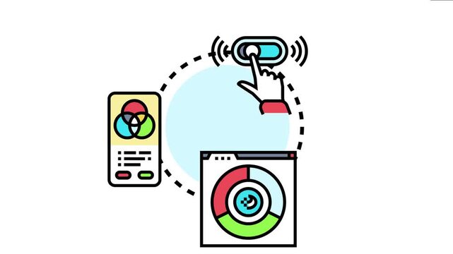 User hand tapping a toggle switch, activating dark mode settings across various digital interfaces on a mobile device and web browser, ui personalization and system preference changes