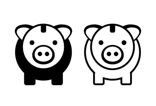 Piggy bank on white background, vector icon 