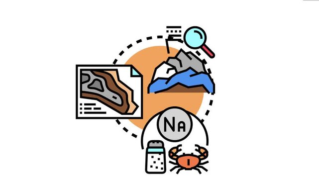 Mineral fraction diagnostic concept displaying geological data, landscape formations, and chemical elements, scientific analysis and research related to earth sciences and resources