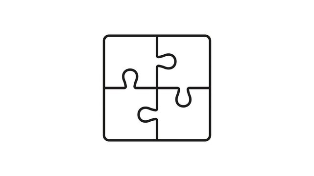 Puzzle Pieces Animated Icon With Alpha Channel. Problem Solving, Teamwork, And Collaboration Motion Graphic. Strategic Thinking And Integration. On Transparent Background