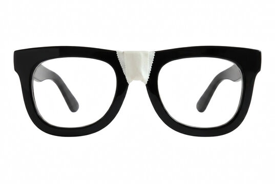 Nerd Eyeglasses with White Tape on Bridge