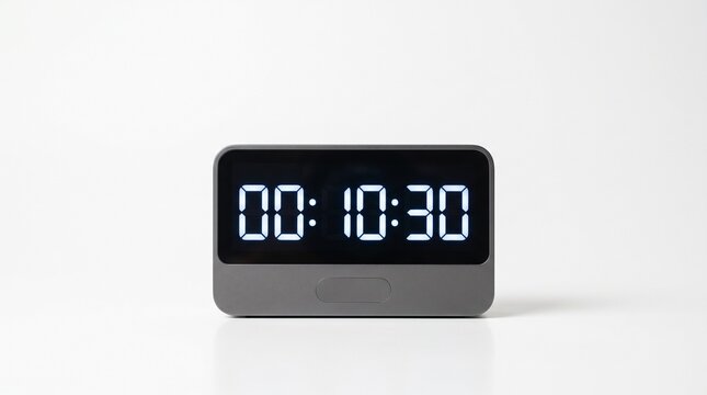 Modern digital timer displaying 10 minutes and 30 seconds on a clean white background