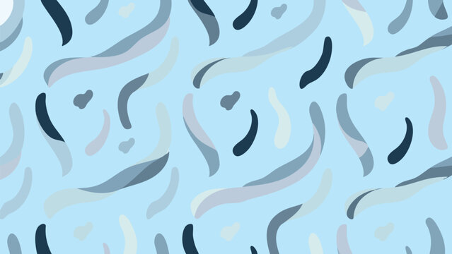 Blue Abstract Wave Pattern with Irregular Cream and Grey &mdash; Editable Vector