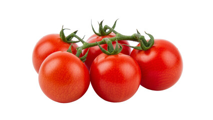 Ripe red cherry tomatoes on vine, isolated on transparent background © Irina