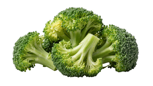 Fresh green broccoli florets healthy vegetable, isolated on transparent background
