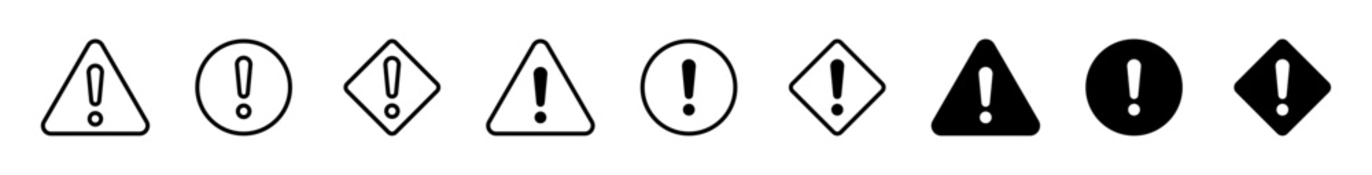 Warning and alert icons for security, safety, hazard signs, and user interfaces.