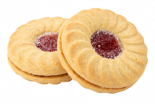 Pair of Jam Filled Sandwich Cookies with Sugar Topping