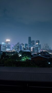 Vertical video - Timelapse of Jakarta central business district at night