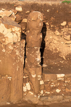 Anthropomorphic Statue in Karahan Tepe Neolithic archaeological site in Sanliurfa, Turkiye