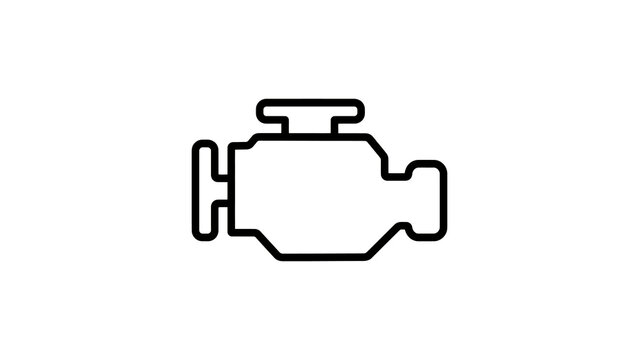 Car engine line art icon for automotive diagnostics and repair services.