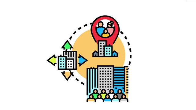 Families and individuals relocating from densely populated city environments to suburban communities, seeking new housing and a different lifestyle, population decentralization