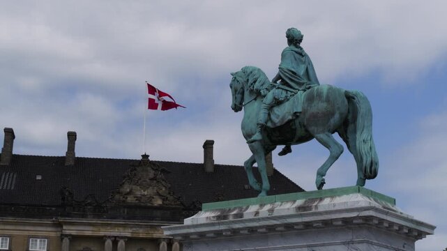 Statue of King Frederik V at Amalienborg Palace in Copenhagen, Denmark