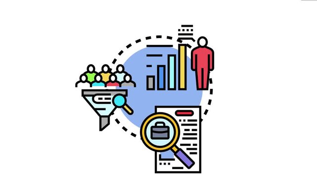 Evaluating human resources and career development, this depicts skill assessment, selection processes, and intermediate proficiency levels within a professional growth journey