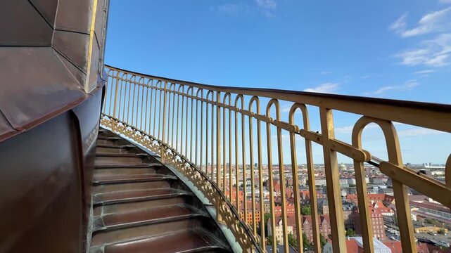 View of spiral stairs at Church of Our Saviour in Copenhagen, Denmark