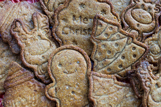 Assorted Homemade Christmas Gingerbread Cookies with Detailed Patterns.