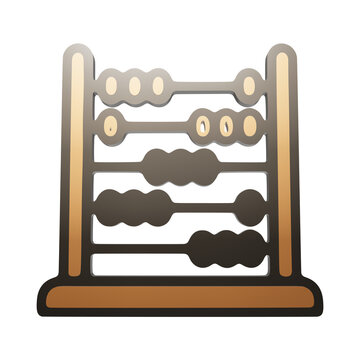 A wooden abacus icon with a brown frame and light beige beads, featuring a classic counting tool with a smooth gradient, isolated on a white background isolated on a transparent background