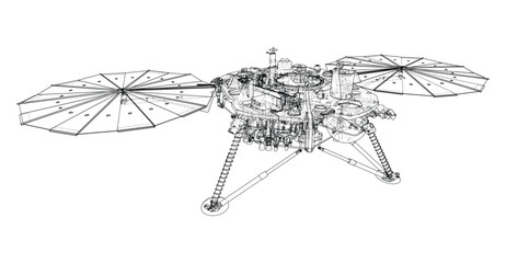 Mars lander wireframe illustration. Vector © cherezoff
